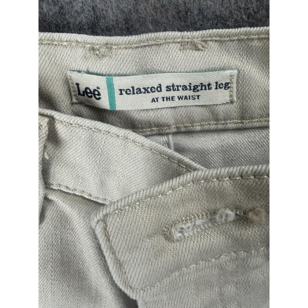 LEE Relaxed At The Waist Straight Leg Khaki Denim Jeans Size 8 Long 5-Pocket - Picture 3 of 8